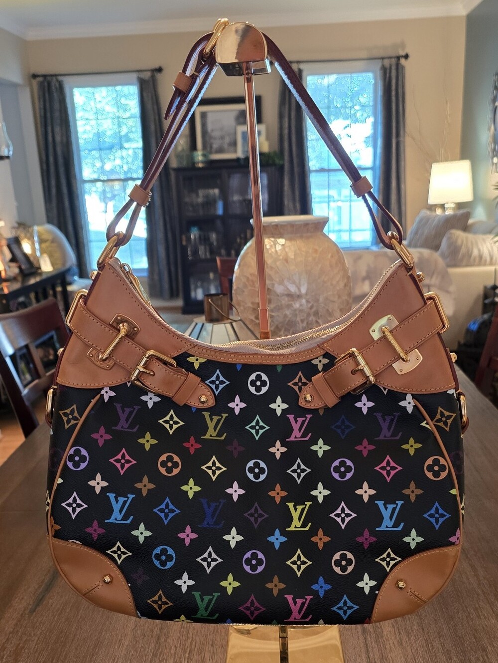 Louis Vuitton Greta Black Multicolor Hobo